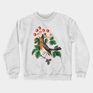 European robin and wild strawberry Crewneck Sweatshirt